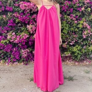 NASTY Gal Hot Pink V-Neck Cami Maxi Dress